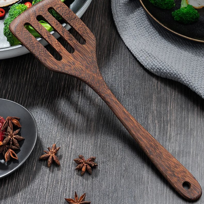 Rustic Cedar Kitchen 6-Piece Wooden Cooking Utensil Set | Natural Cooking Set