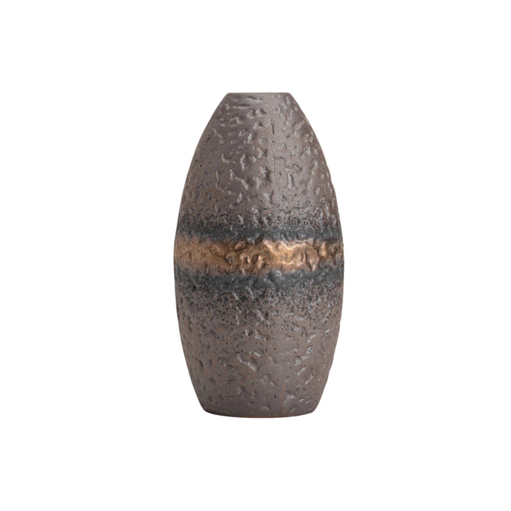 Terra Ridge Textured Ceramic Vase – Sculptural Stoneware Accent Vases in Earth Tones