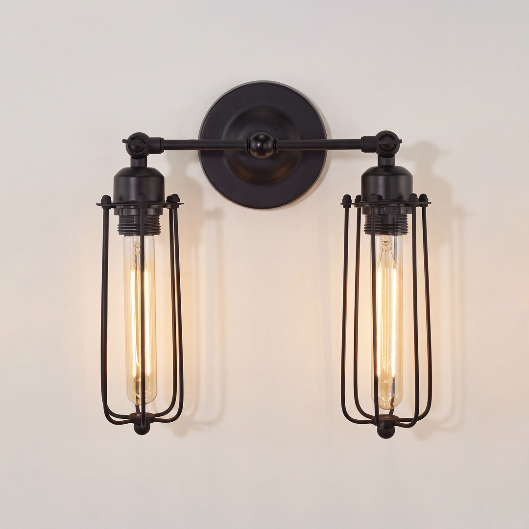 Kervo | Industrial Wall Light Twin Cage Edison Sconce