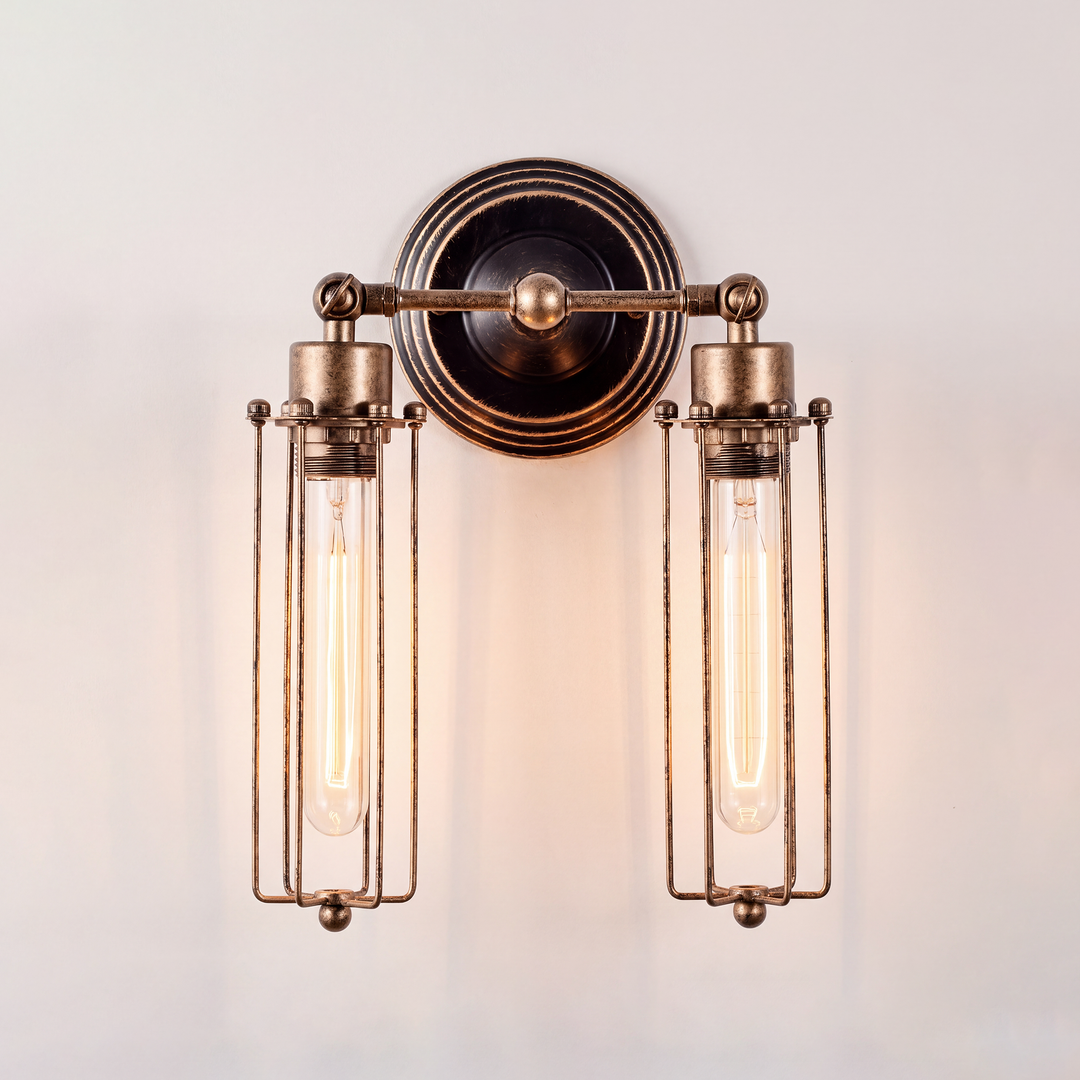 Kervo | Industrial Wall Light Twin Cage Edison Sconce