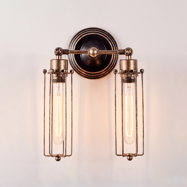 Kervo | Industrial Wall Light Twin Cage Edison Sconce